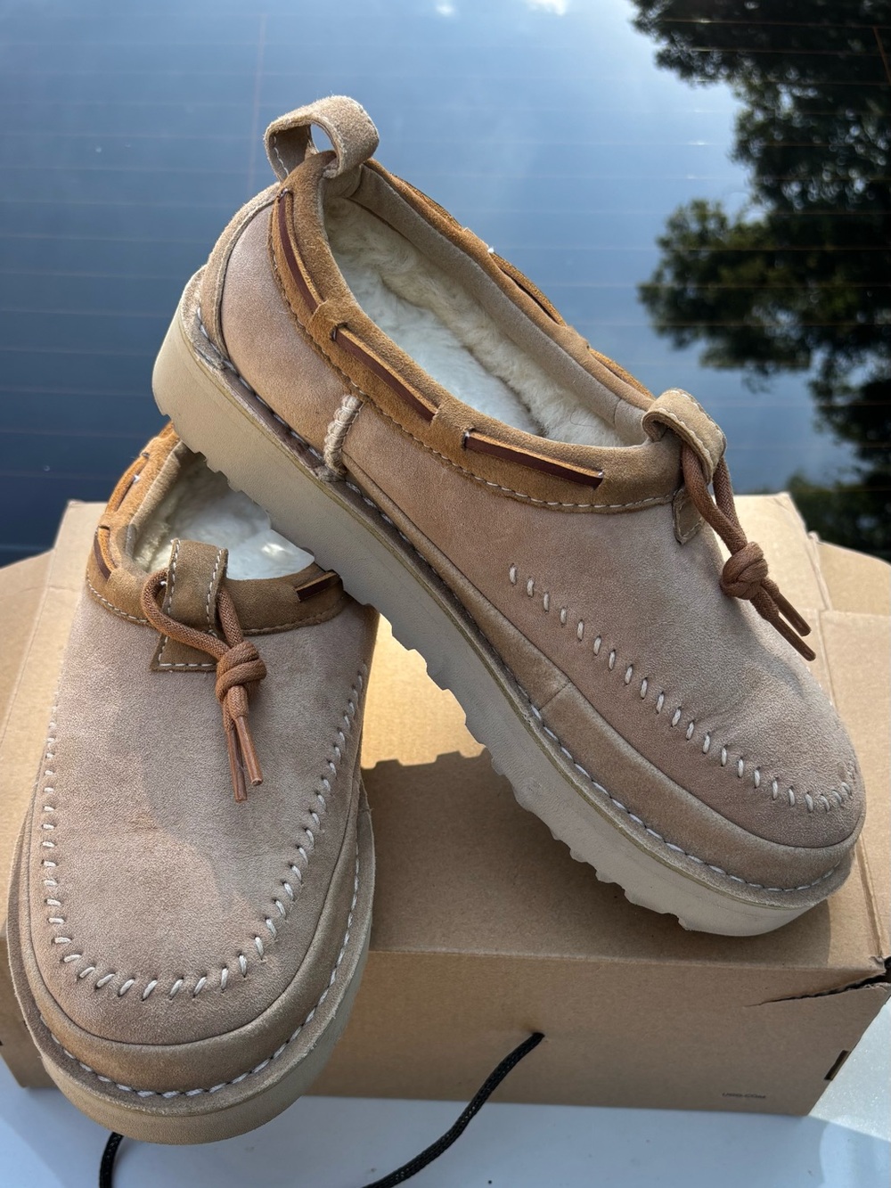 UGG all gender Tasman crafter regenerate women’s 7/mens 6 -tan color